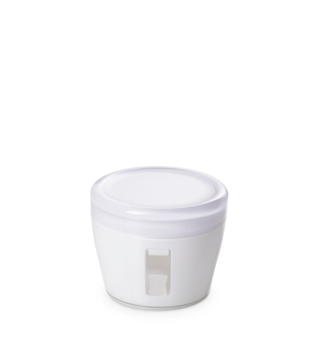 Omada - Oblo, Small White Acrylic Food Strage container, 4.72" x 3.94", 17 oz