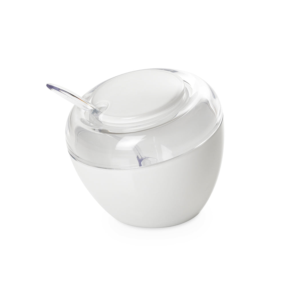 Omada - Movida, White Acrylic Sugar Bowl with Spoon, 11 oz