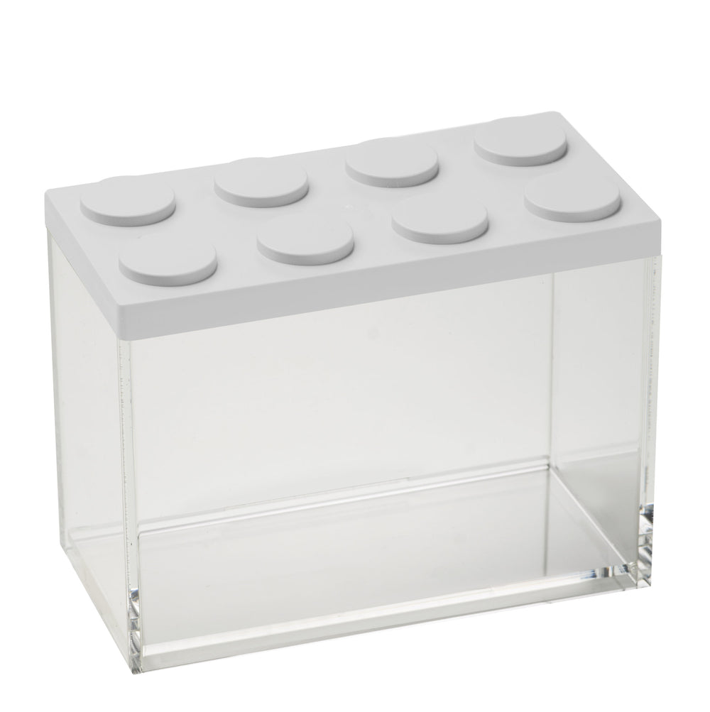 Omada - Brickstore, Lego Acrylic Food Storage Container, White, 4" x 7.8 x 6.10", 67.6 oz