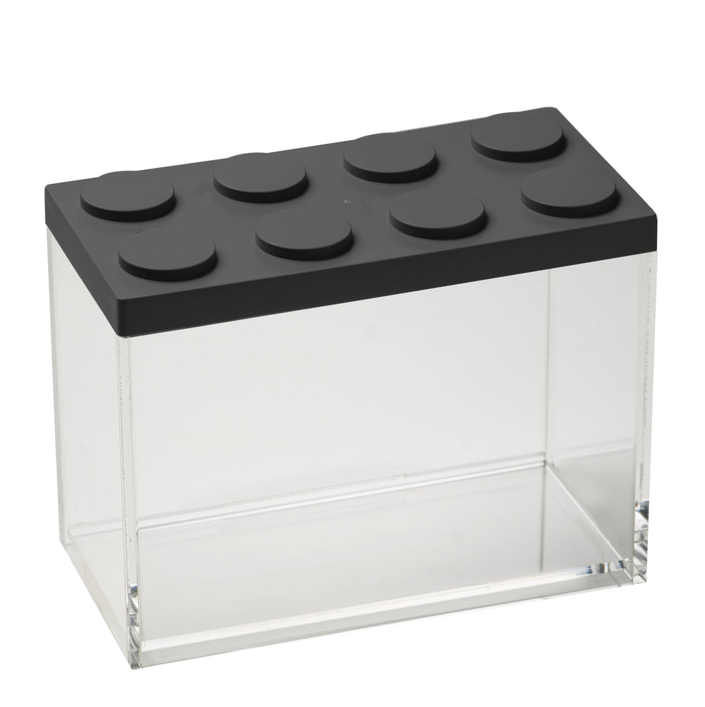 Omada - Brickstore, Lego Acrylic Food Storage Container, Black, 4" x 7.8 x 6.10", 67.6 oz