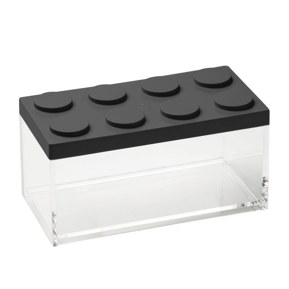 Omada - Brickstore, Lego Acrylic Food Storage Container, Black, 4" x 7.8 x 4.13", 50 oz