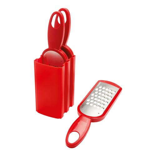 Kuhn Rikon - Swiss Grater Set of 3 with Storage Caddy, Red