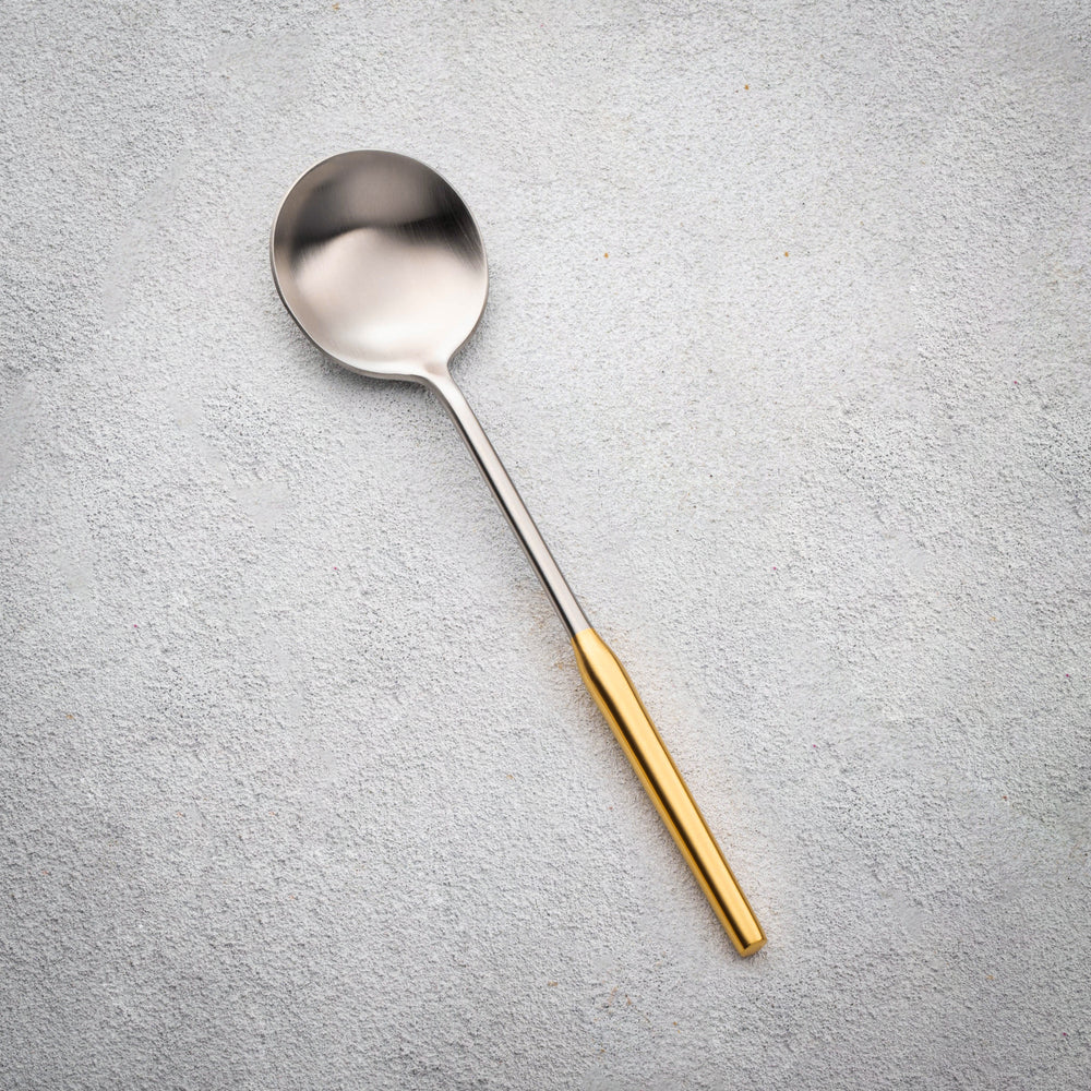 Vikko - Arlington, Brushed Silver with Gold Handle, 18/10 SS, Soup Spoon