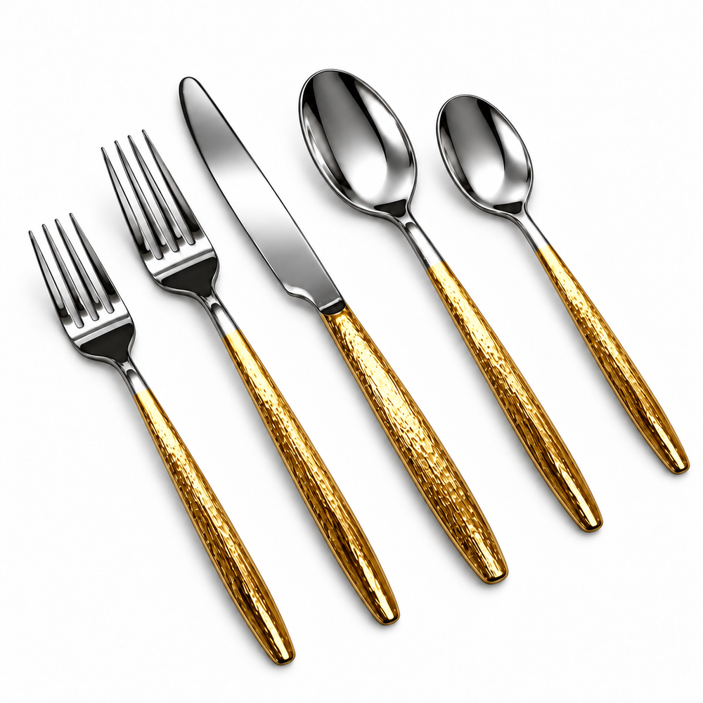 Prestige - Frontly Baxley, Silver with Gold Handle, SS, 20 Pc Flatware Set - Gift Box