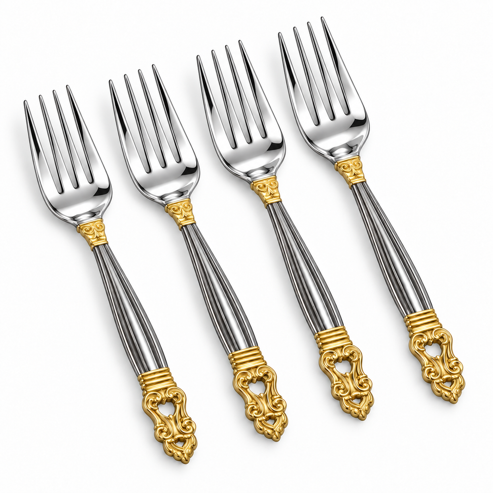 Prestige - Waltz, Shiny Silver, SS, Fruit Fork, 4 Pc Set