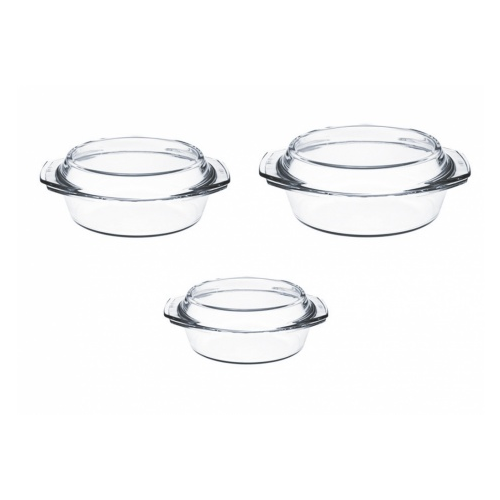 Simax - Casserole Set with Glass Lids, 1 qt, 1.5 qt, 2 qt, 6 Pc Set