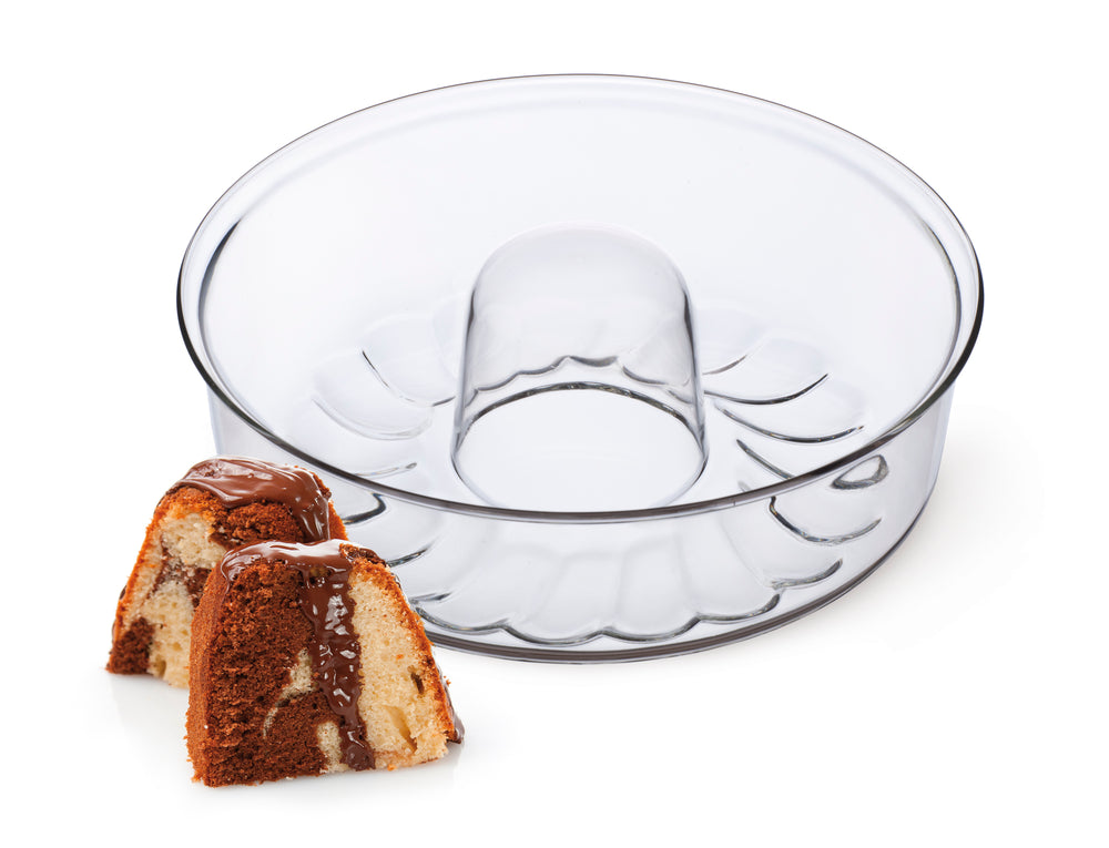 Simax - Frankfurter Kranz, Shallow Blown Glass Bundt Pan, 2.1 qt