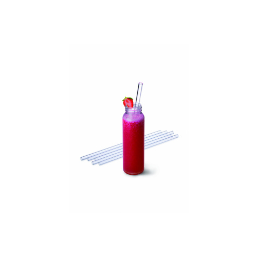 Simax - Straight Glass Drinking Straws with Cleaning Brush, 9 oz, 6 Pk
