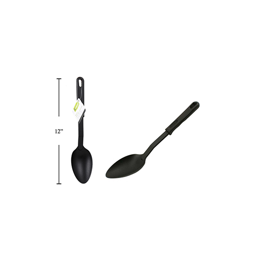 Luciano - Nylon Utensils, Solid Spoon, Black, 12"