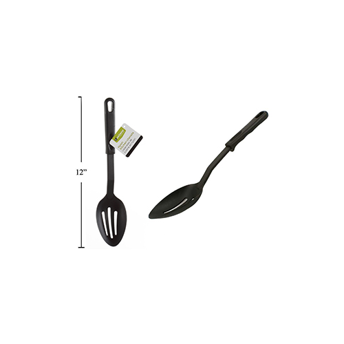 Luciano - Nylon Utensils, Slotted Spoon, Black, 12"