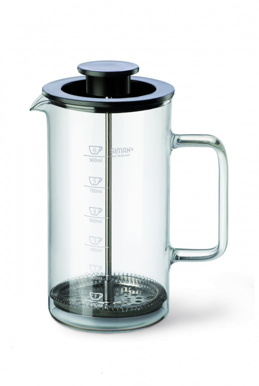 Simax - Glass Coffee Maker, Black Lid, 1 qt