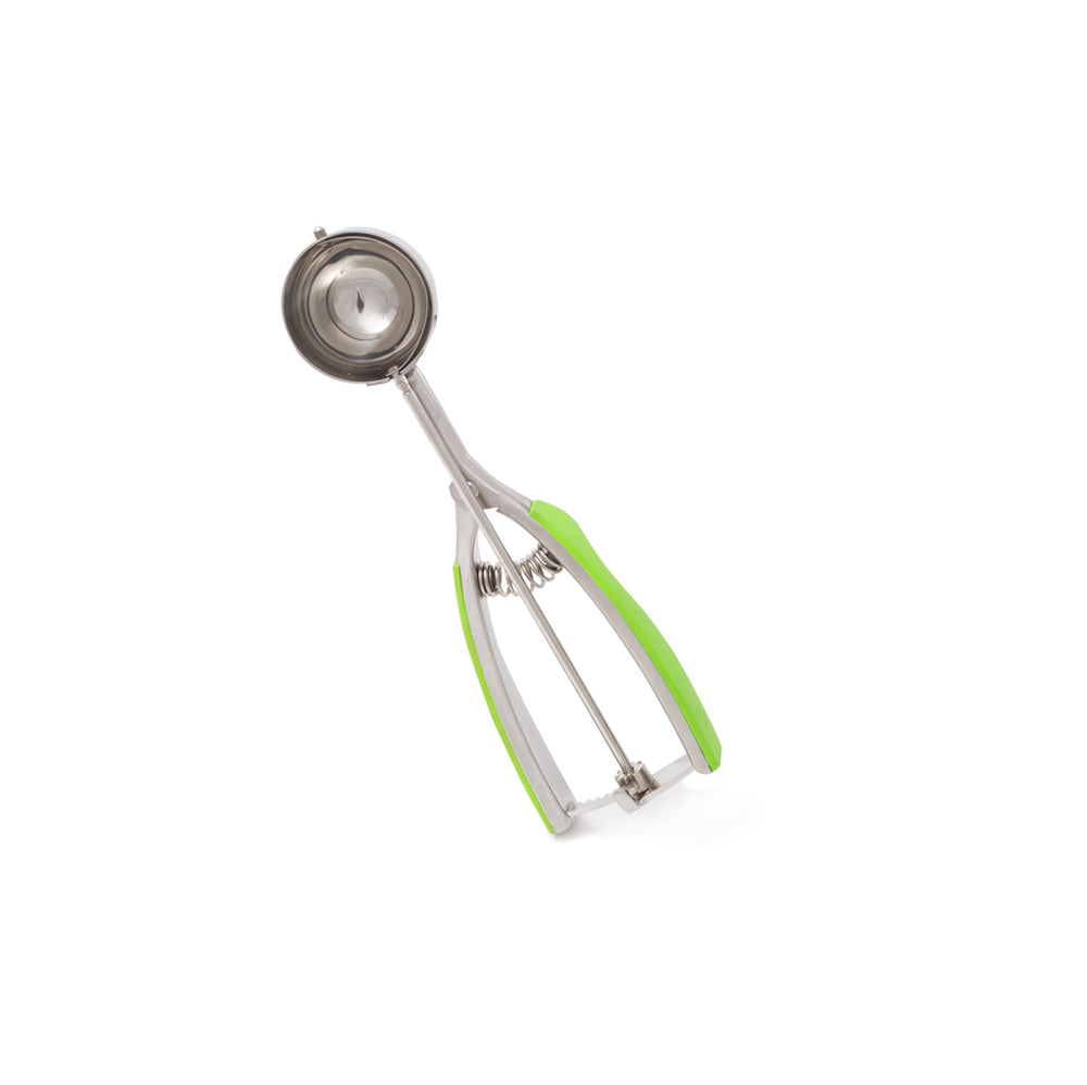 Millvado - Stainless Steel Scooper, Soft Grip Handles, Green, Medium, 1.9", 1.4 oz