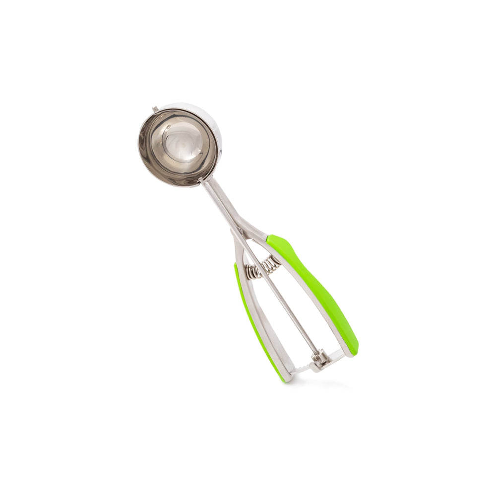 Millvado - Stainless Steel Scooper, Soft Grip Handles, Green, Large, 2.4", 3 oz