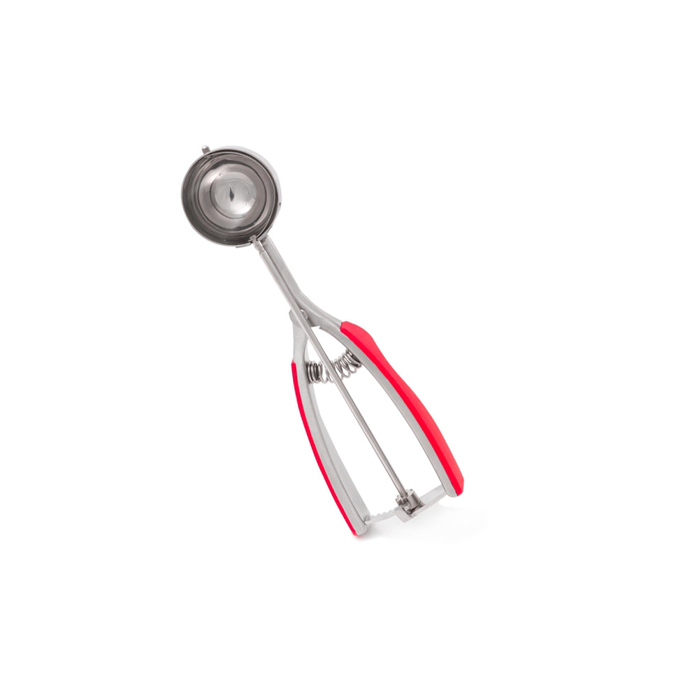 Millvado - Stainless Steel Scooper, Soft Grip Handles, Red Medium, 1.9", 1.4 oz