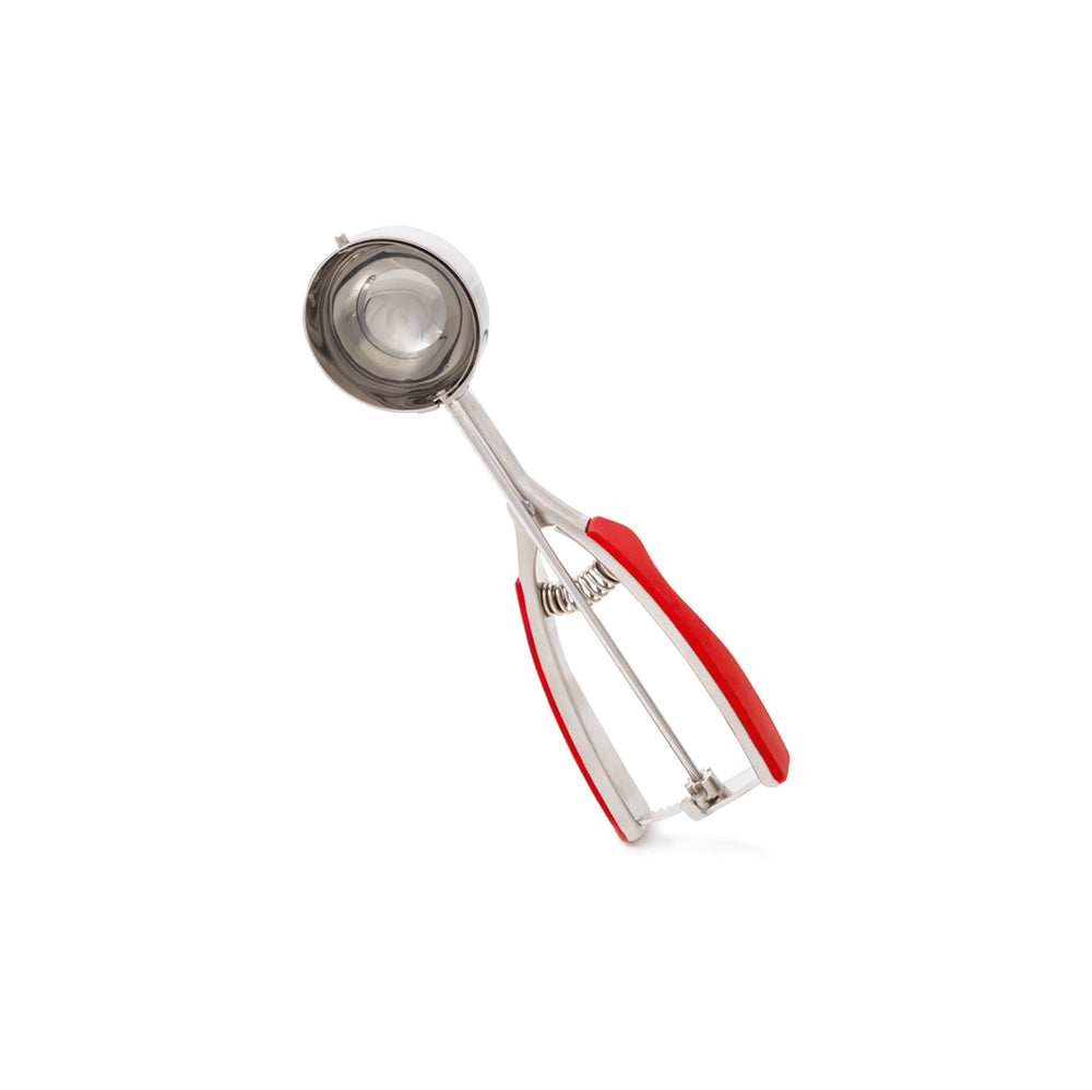 Millvado - Stainless Steel Scooper, Soft Grip Handles, Red, Large, 2.4", 3 oz