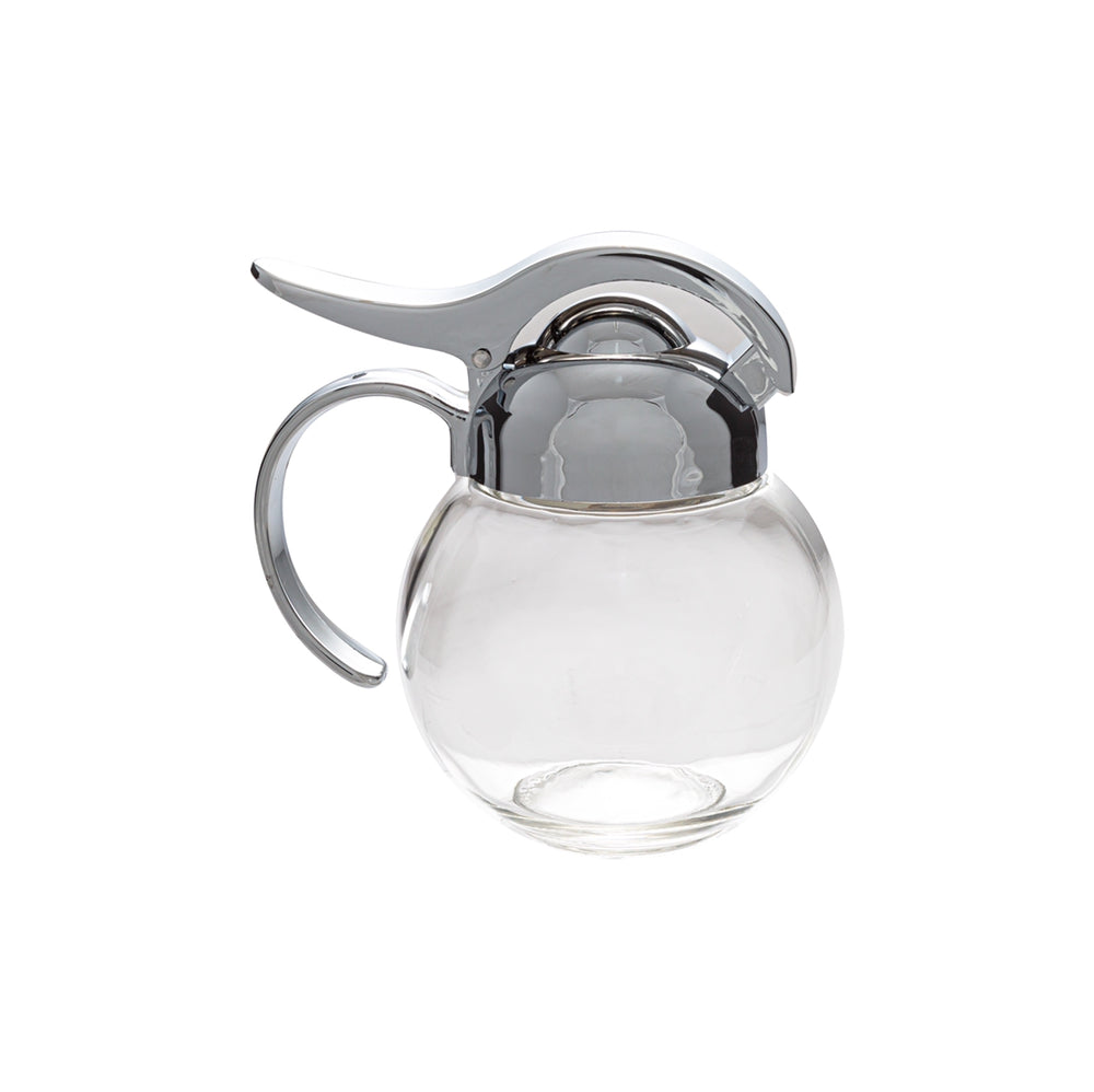 Millvado - Glass Round Sugar/Syrup Dispenser with SS Lid, 10 oz