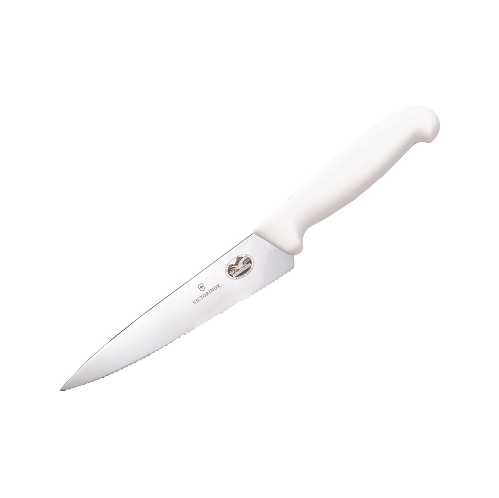 Victorinox - Fibrox, Chef Knife, Serrated Blade, White, 6"