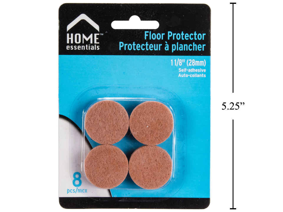Home Essentials - Floor Felt Protectors, White, 1.125", 8 Pk