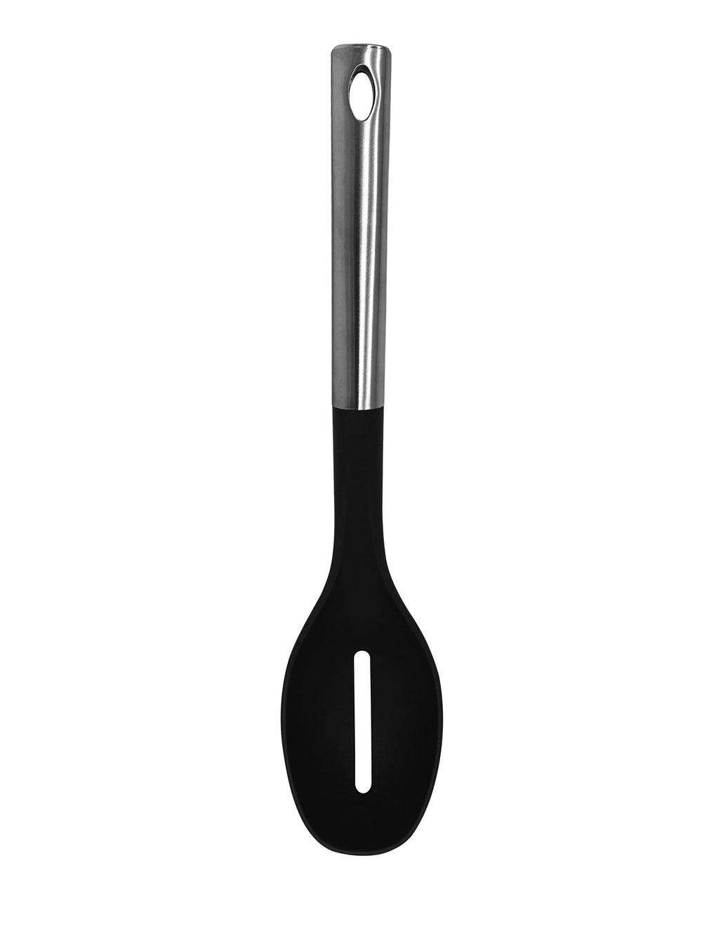 Millvado - Nylon Utensils, Slotted Spoon, SS Handle, Black, 13.5"