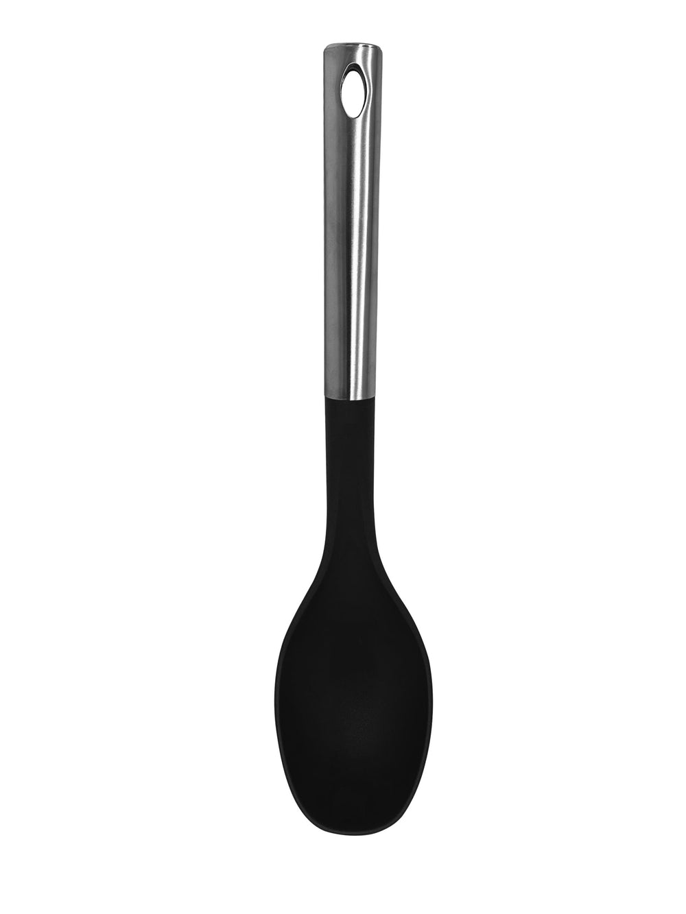 Millvado - Nylon Utensils, Solid Spoon, SS Handle, Black, 13.5"