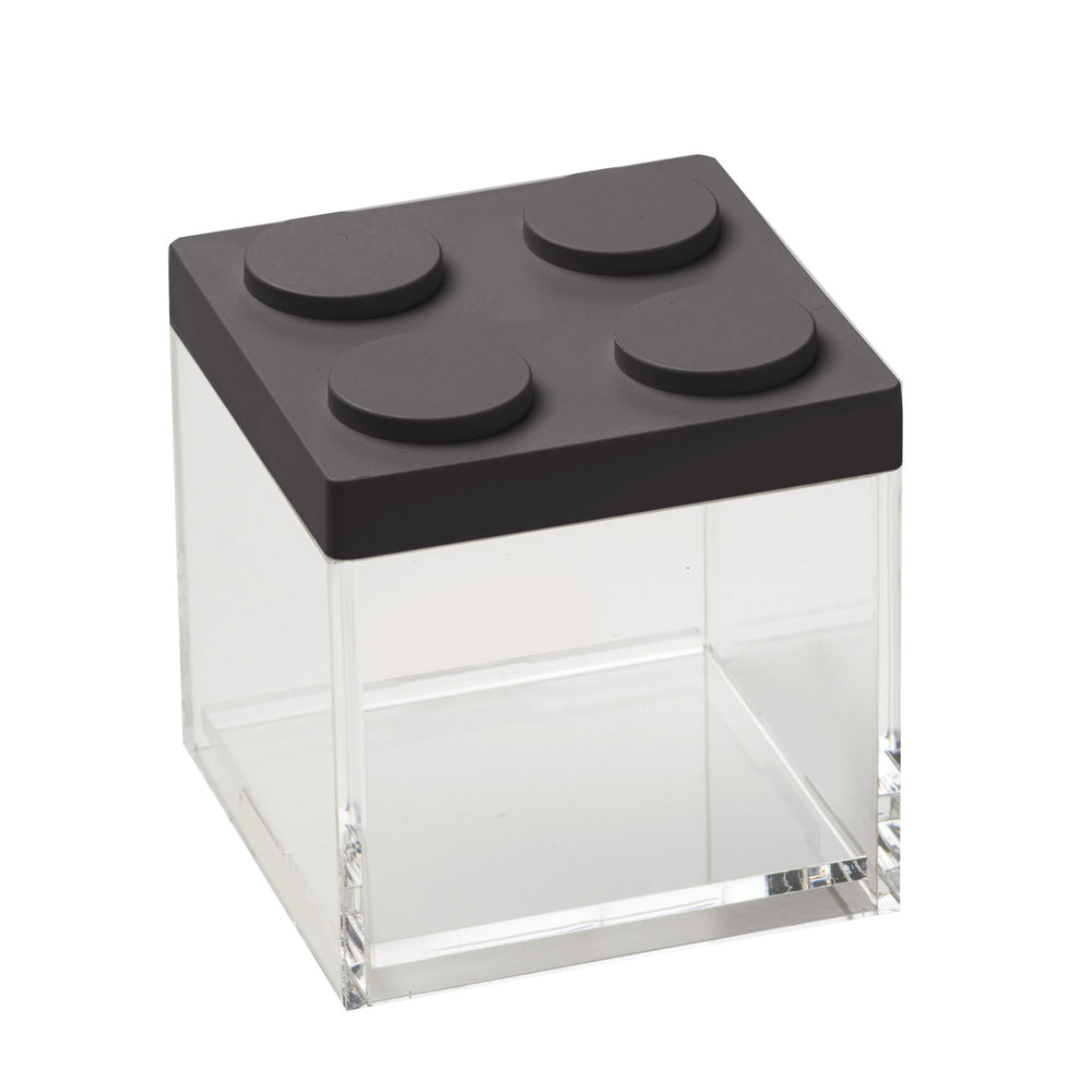 Omada - Brickstore, Lego Acrylic Food Storage Container, Black, 4" x 4.13", 17 oz