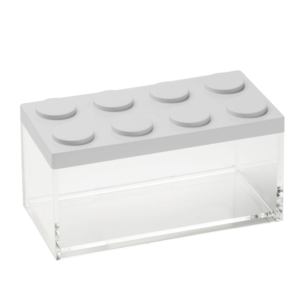 Omada - Brickstore, Lego Acrylic Food Storage Container, White, 4" x 7.8 x 4.13", 50 oz