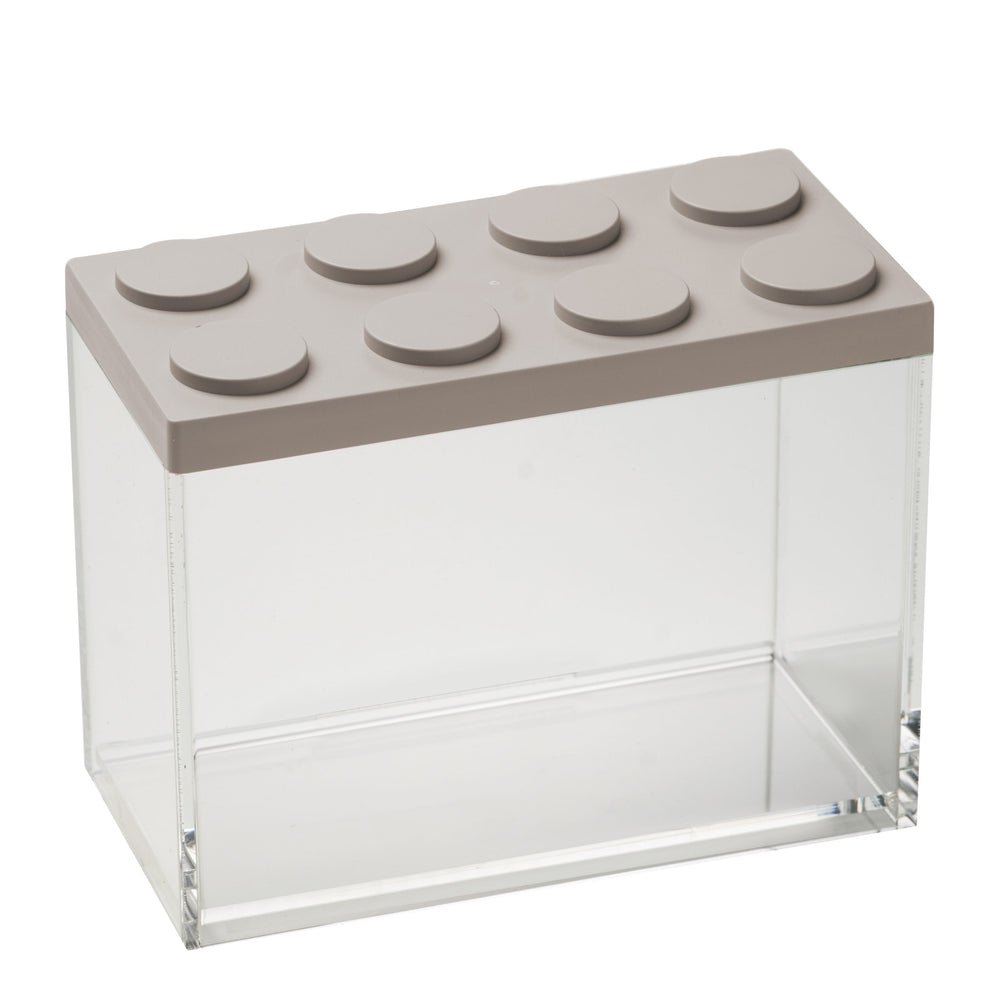 Omada - Brickstore, Lego Acrylic Food Storage Container, Gray, 4" x 7.8 x 6.10", 67.6 oz