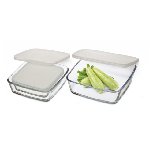Simax - Glass Casserole with Plastic Lid, 0.5 qt, 1 qt, 2 qt, 3 Pc Set