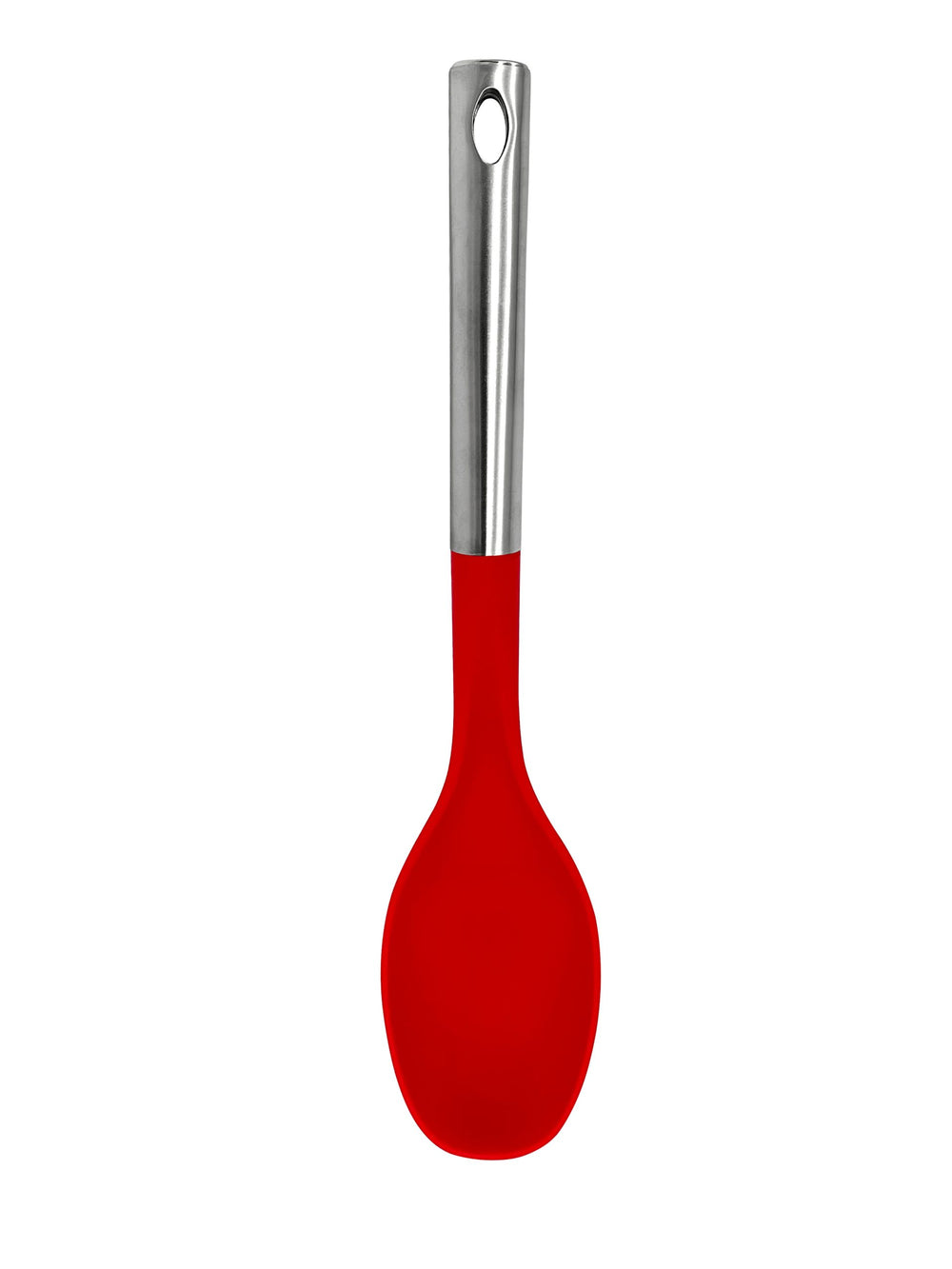 Millvado - Nylon Utensils, Solid Spoon, SS Handle, Red, 13.5"