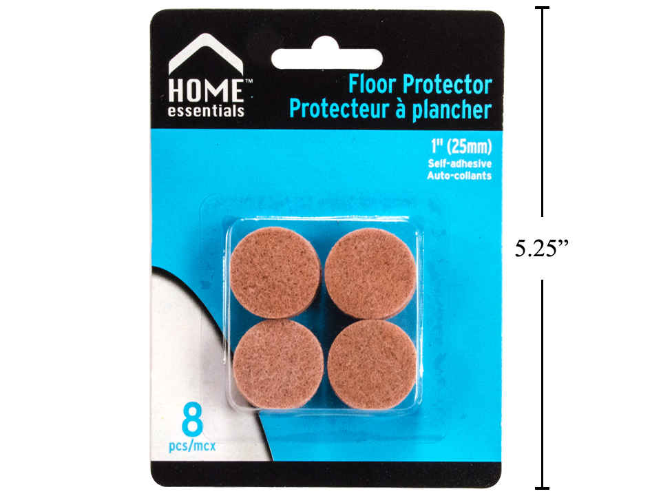 Home Essentials - Floor Felt Protectors, White, 1", 8 Pk