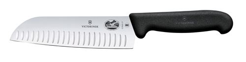 Victorinox - Fibrox, Santoku Knife, Granton Blade, Black, 7"