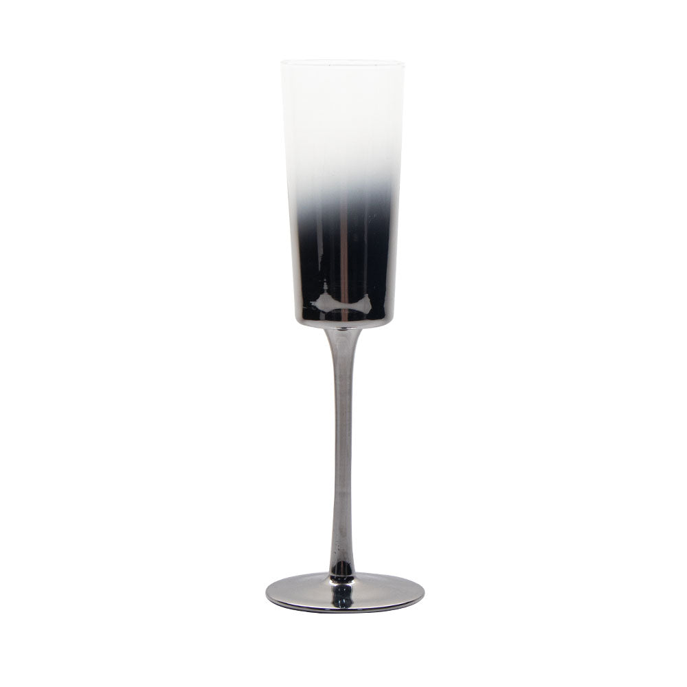 Vikko - Orchid, Champagne Flute Glass, Silver Ombre, 8 oz