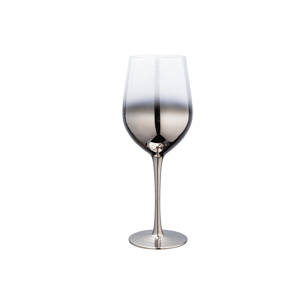 Vikko - Seton, Hand Blown Wine Glass, Silver Ombre, 21 oz