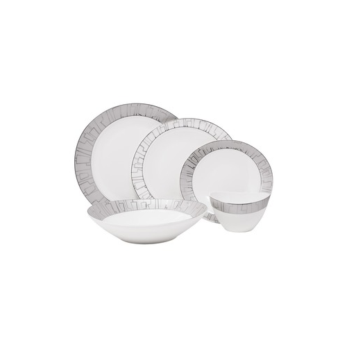 Vikko - Sienna, Bone China, White with Silver Rim, 20 Pc Dinnerware Set, Service for 4