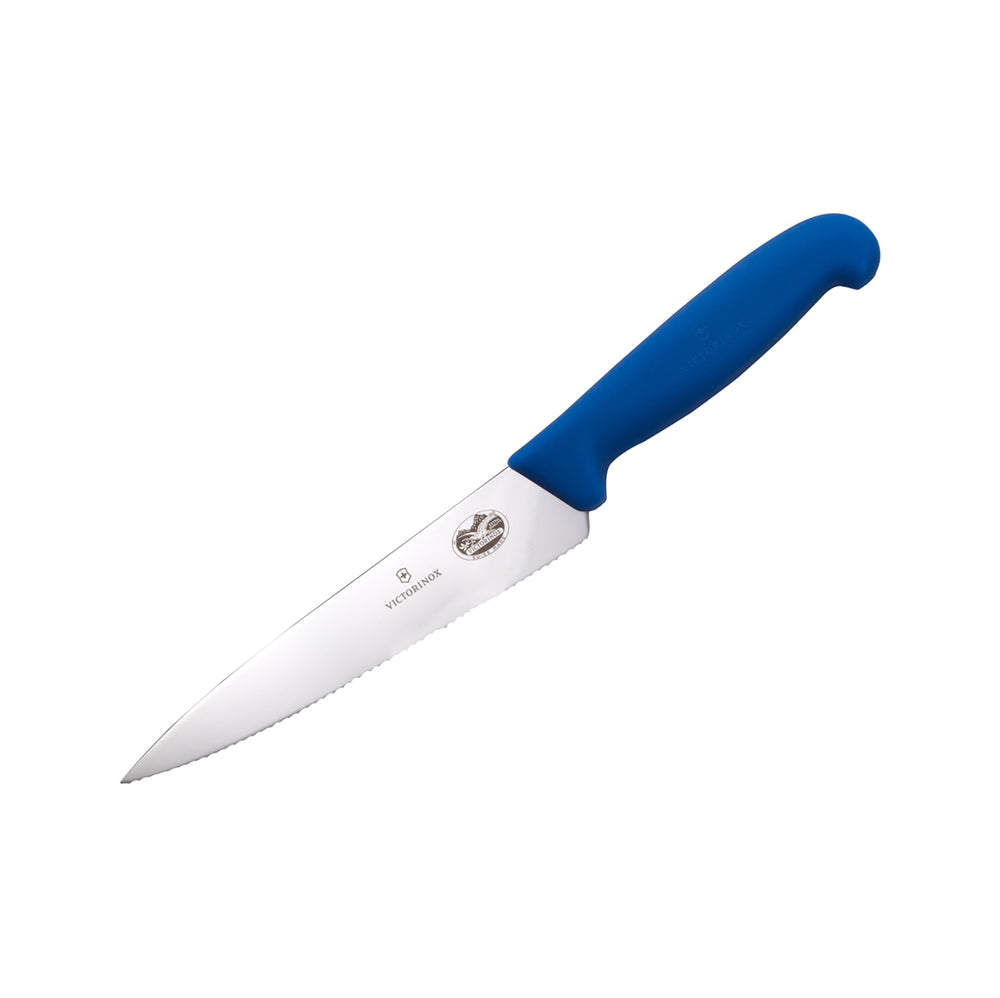 Victorinox - Fibrox, Chef Knife, Serrated Blade, Blue, 6"