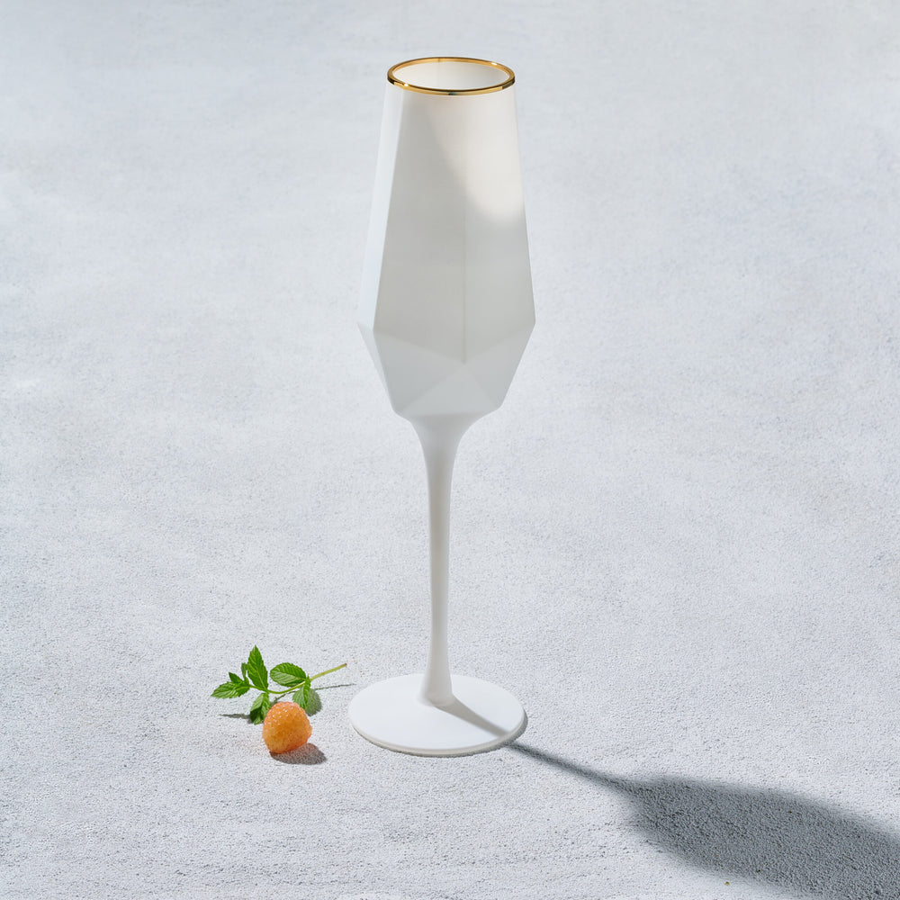 Vikko - Sparkle, Champagne Flute Glass, White, 15 oz