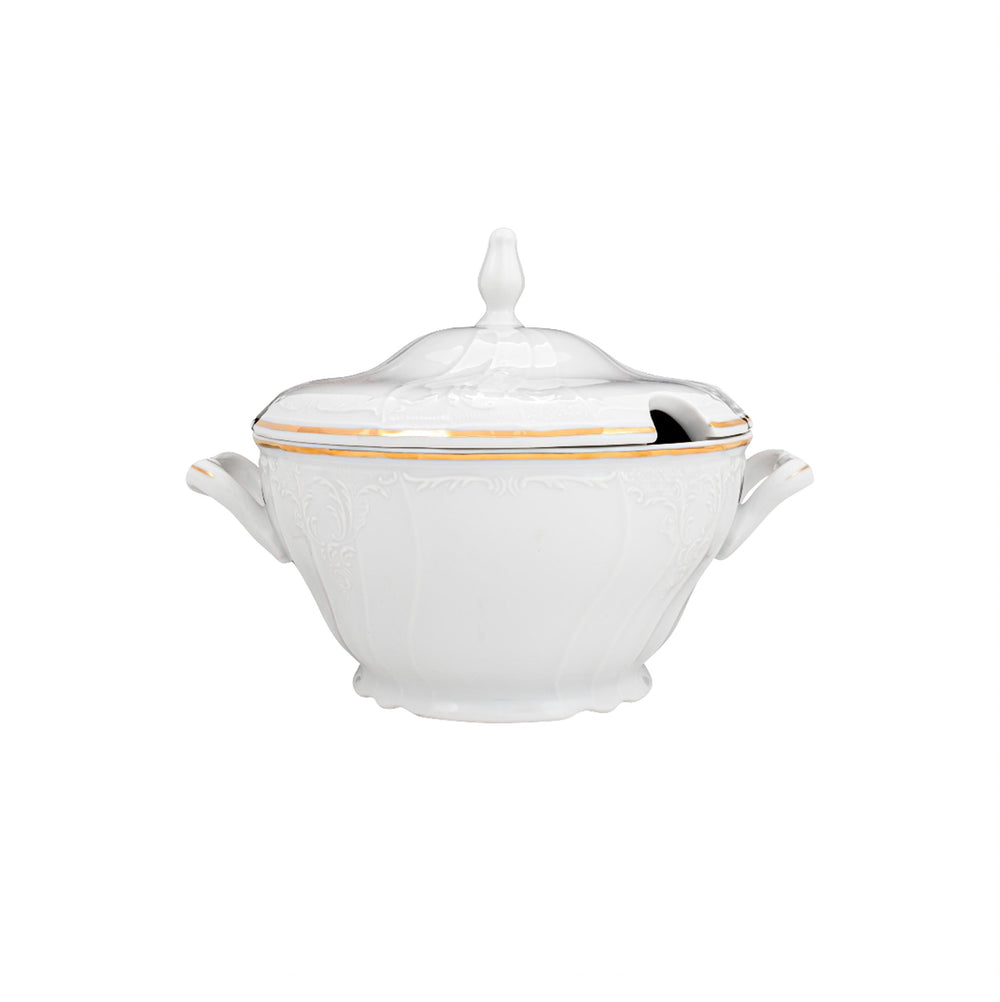Vikko - Bernadotte, Soup Tureen White with Gold Rim, 2.7 qt