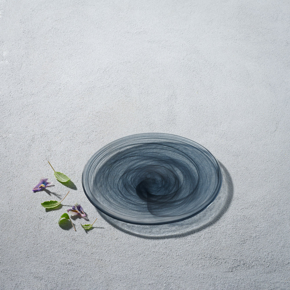 Vikko - Alabaster, Glass Salad Plate, Black, 8.5"