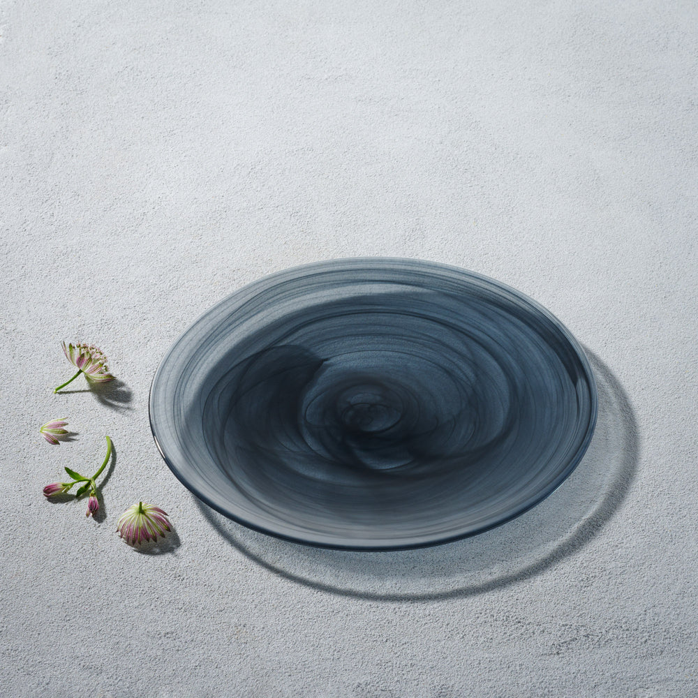 Vikko - Alabaster, Glass Dinner Plate, Black, 11"