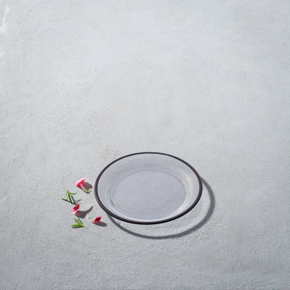 Vikko - Laurel, Glass Bread and Butter Plate, Clear with Black Rim, 6.5"