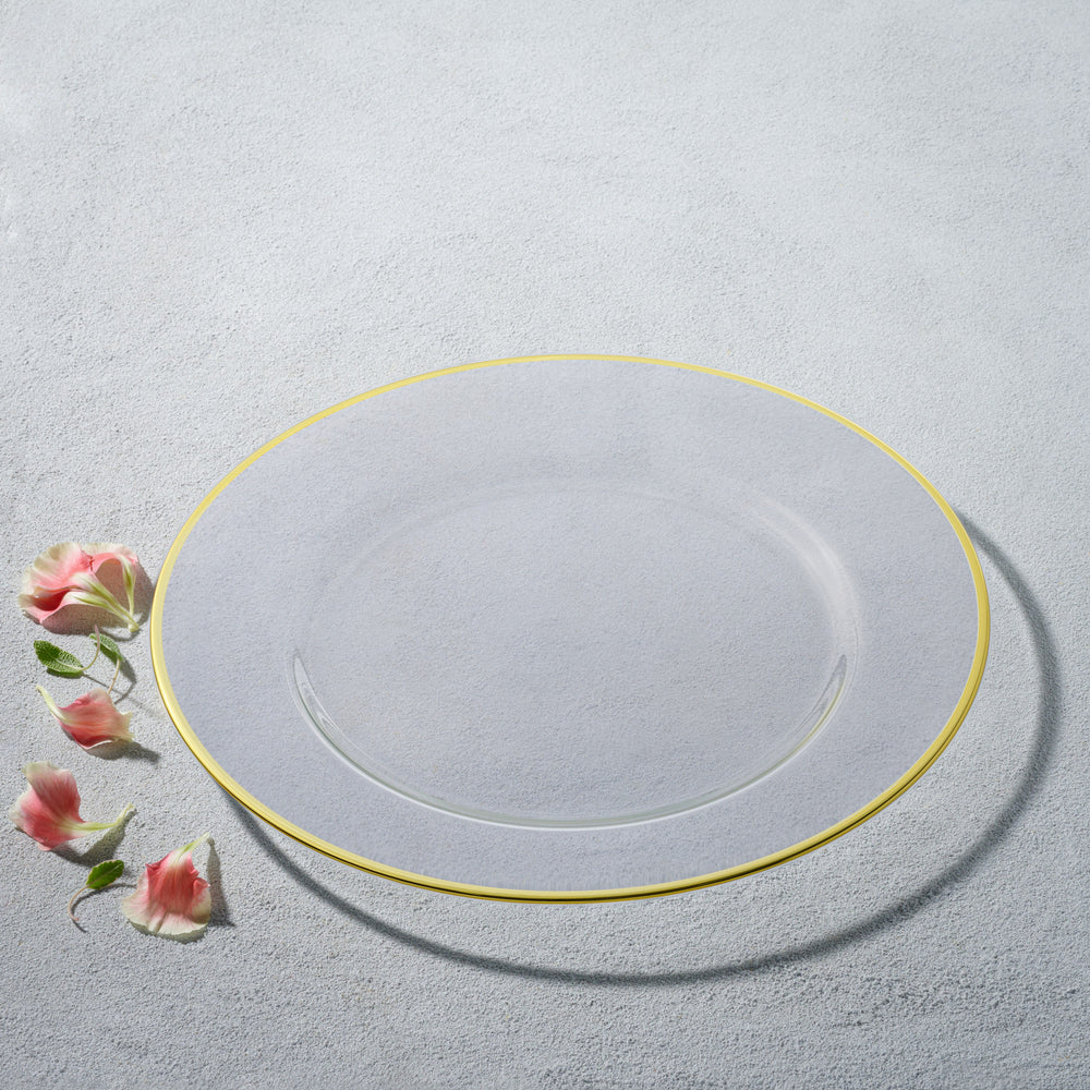 Vikko - Classic, Glass Charger, Gold Rim, 13"