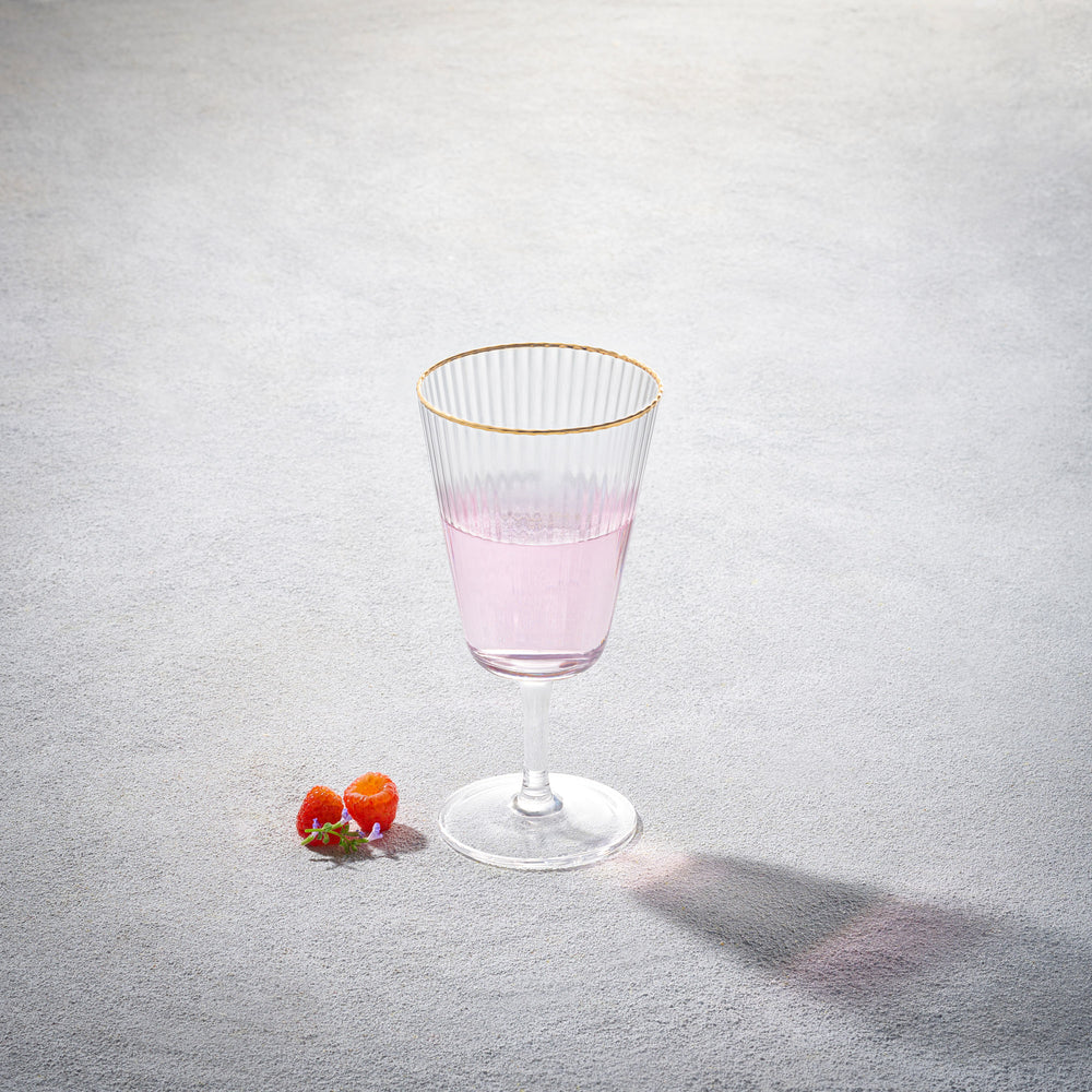 Vikko - Optic, Wine Glass, Gold Rim, 11 oz