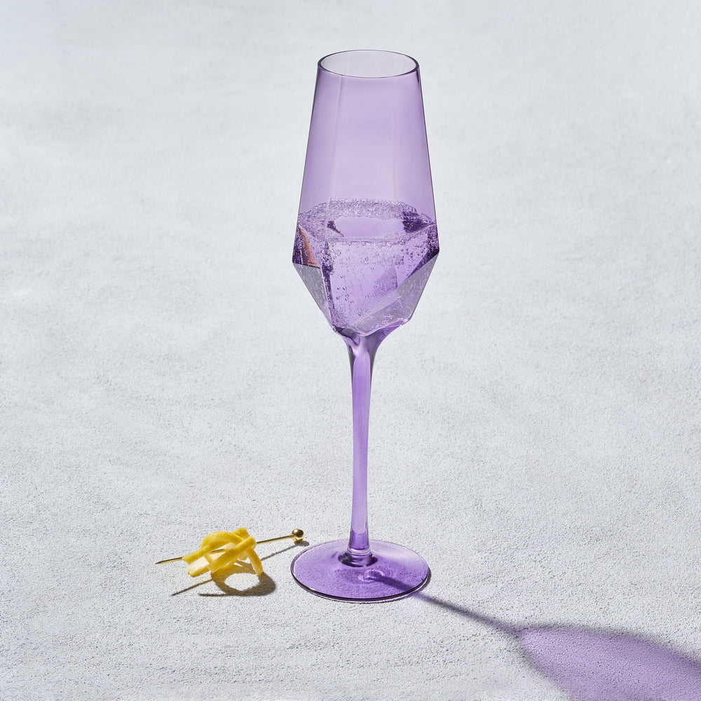 Vikko - Sparkle, Champagne Flute Glass, Purple, 15 oz