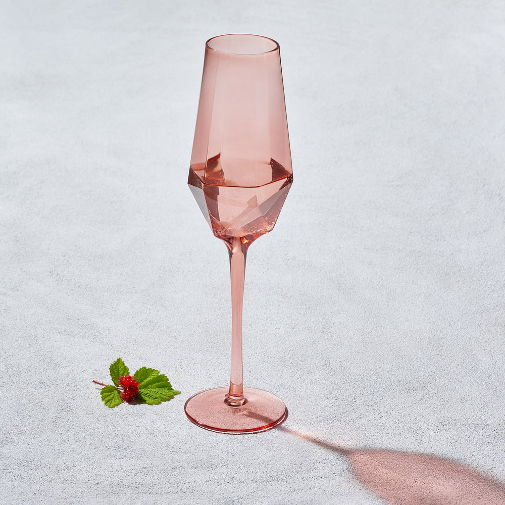 Vikko - Sparkle, Champagne Flute Glass, Peach, 15 oz
