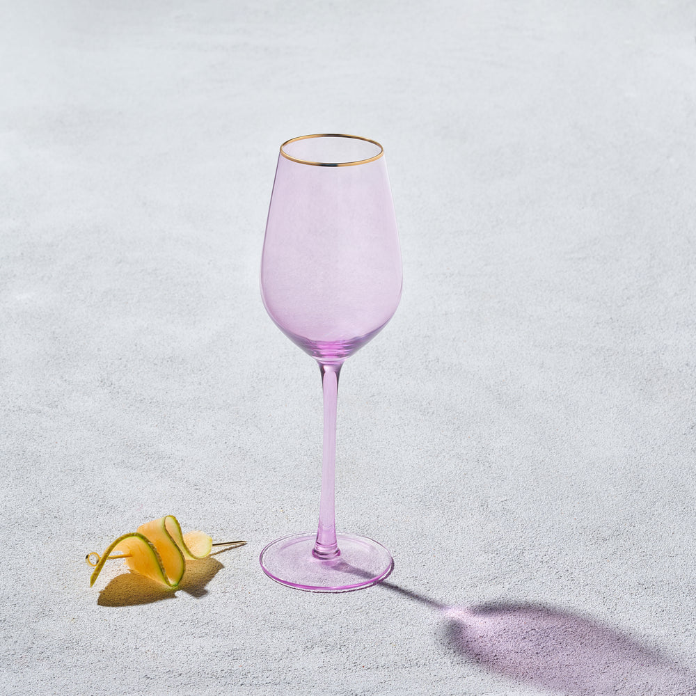 Vikko - Platinum, Wine Glass, Lilac with Gold Rim, 13.5 oz