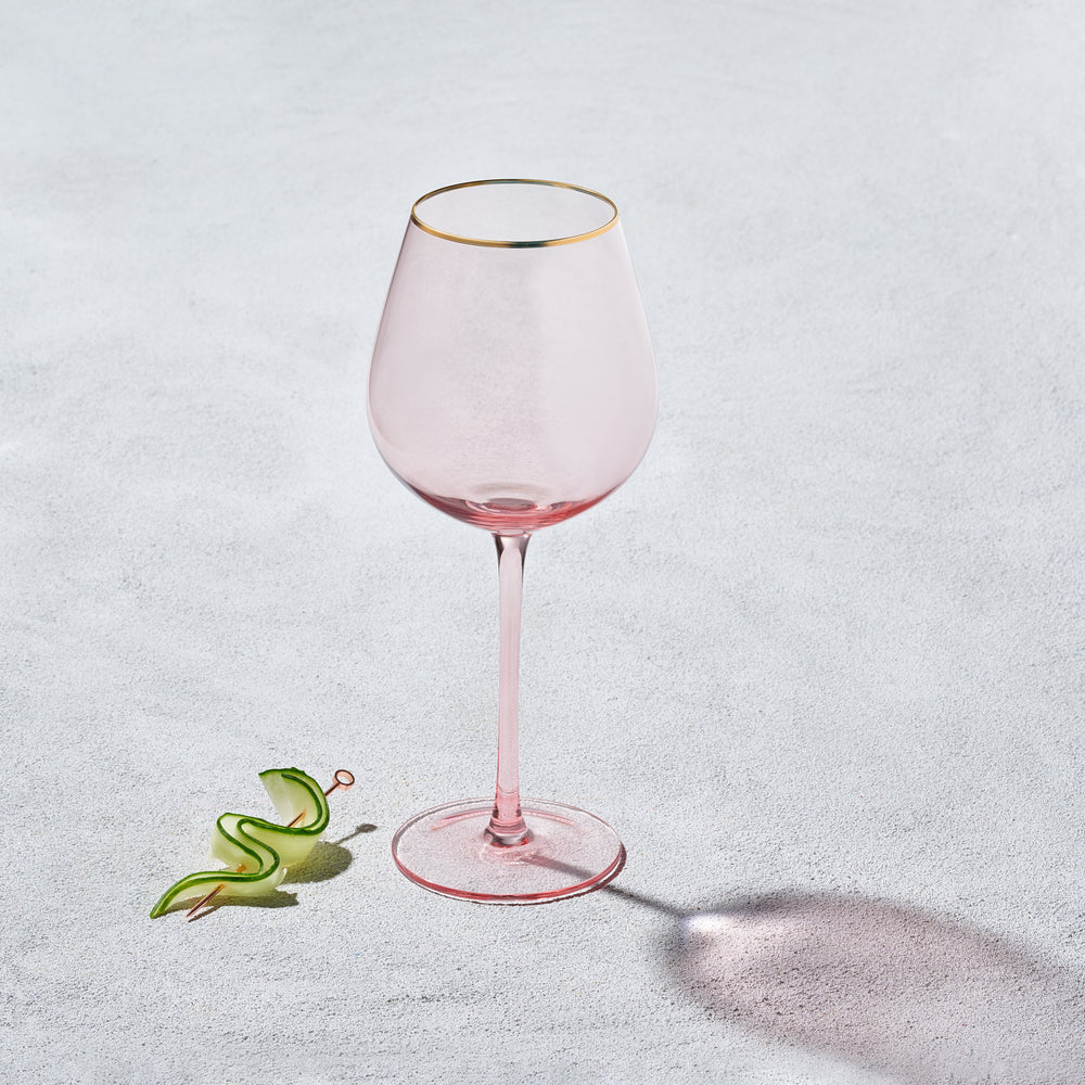 Vikko - Platinum, Wine Glass, Pink with Gold Rim, 27 oz