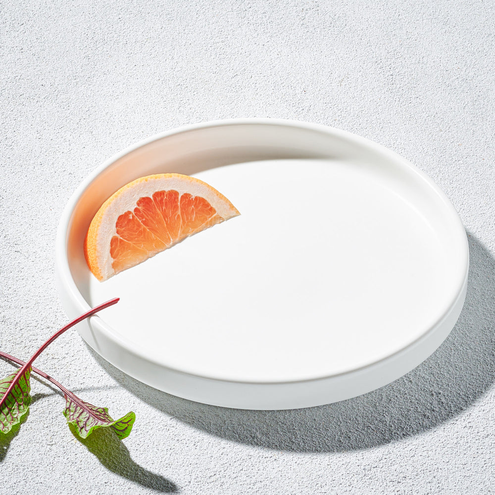 Vikko - Bolt, Round Modern Plate, Matte White, 8"