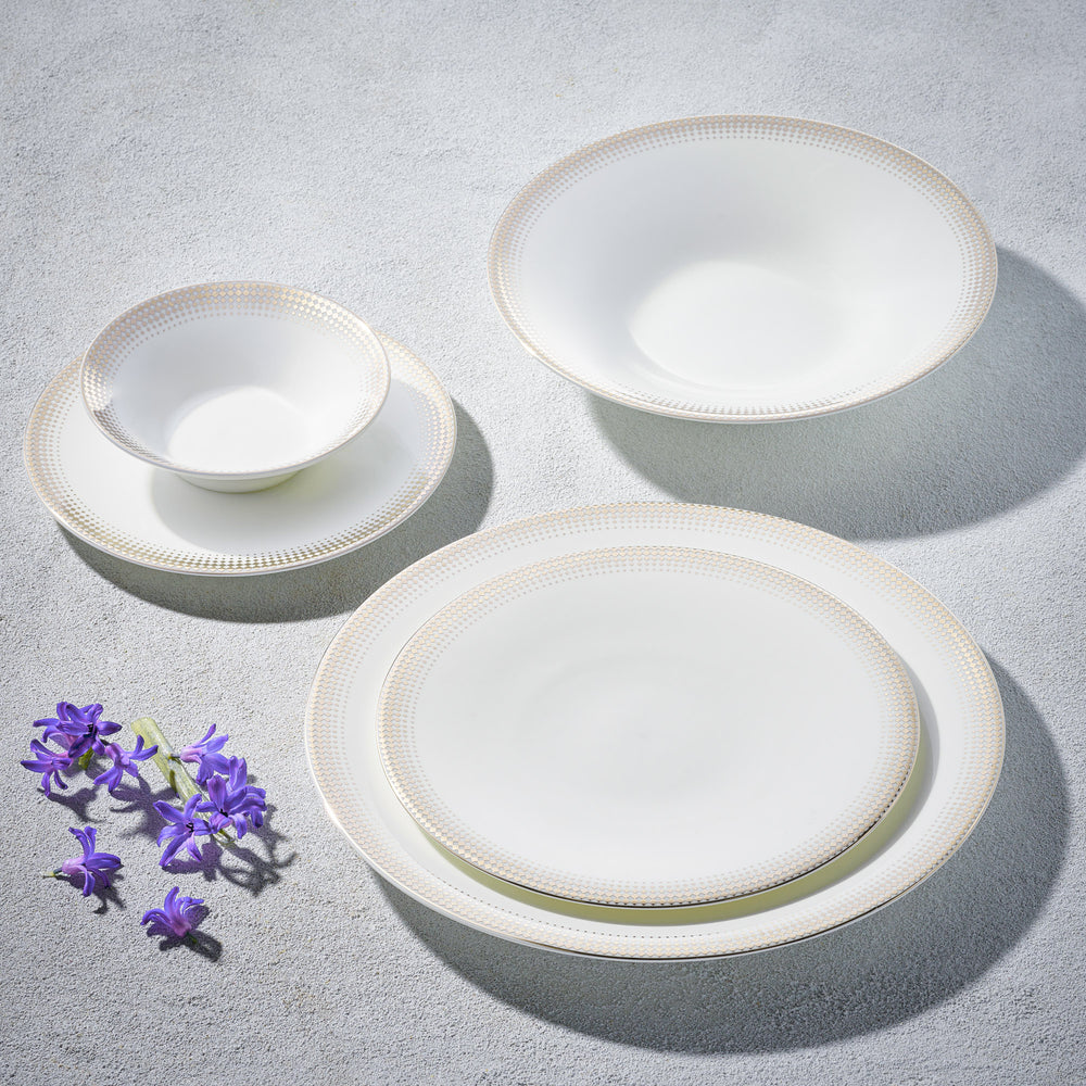 Vikko - Ambassador, Bone China, White with Silver Rim, 20 Pc Dinnerware Set, Service for 4