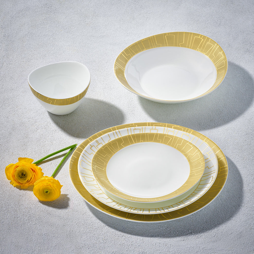 Vikko - Sienna, Bone China, White with Gold Rim, 20 Pc Dinnerware Set, Service for 4