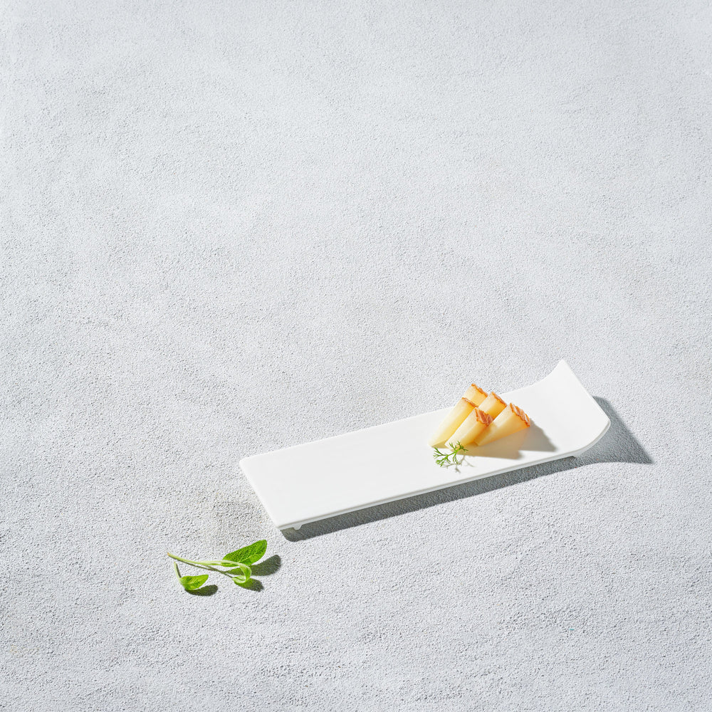 Vikko - Lightning, Rectangular Plate with Lifted Edge, White, 10" x 3"